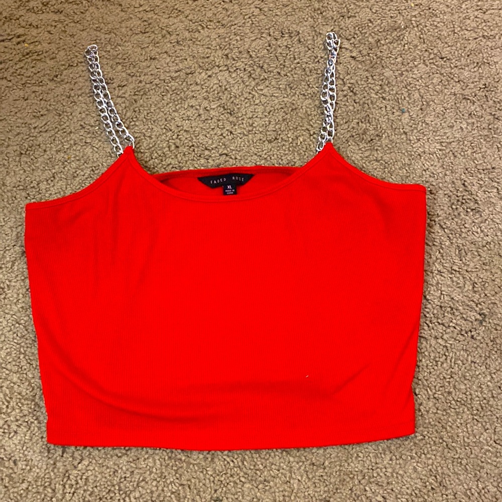 Red cropped tank